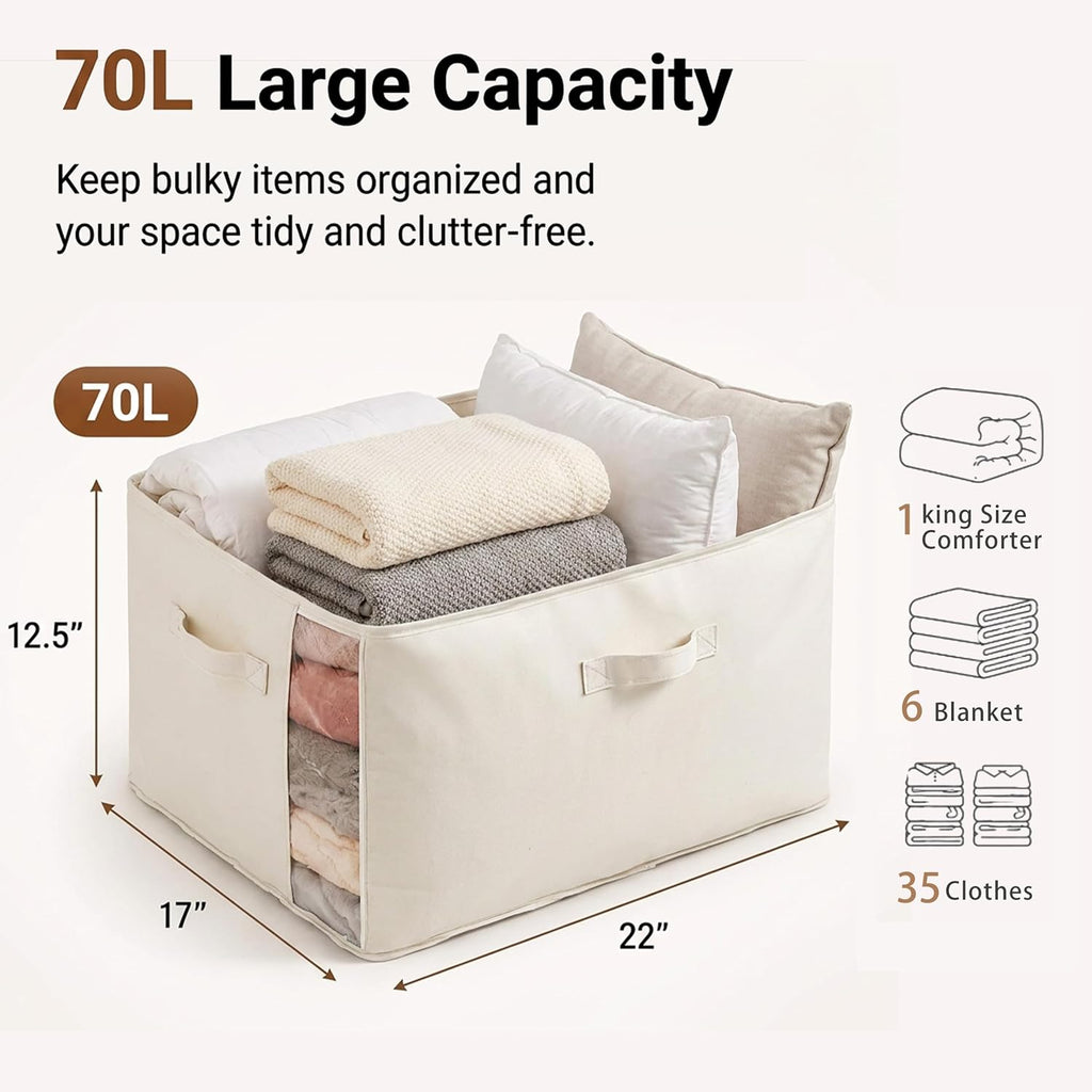 2Pack Canvas Storage Bags for Clothes & Comforters with Clear Window