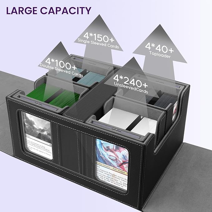 Trading Card Storage Box with Commander Display, Holds 400+ Double-Sleeved Cards - Image 3