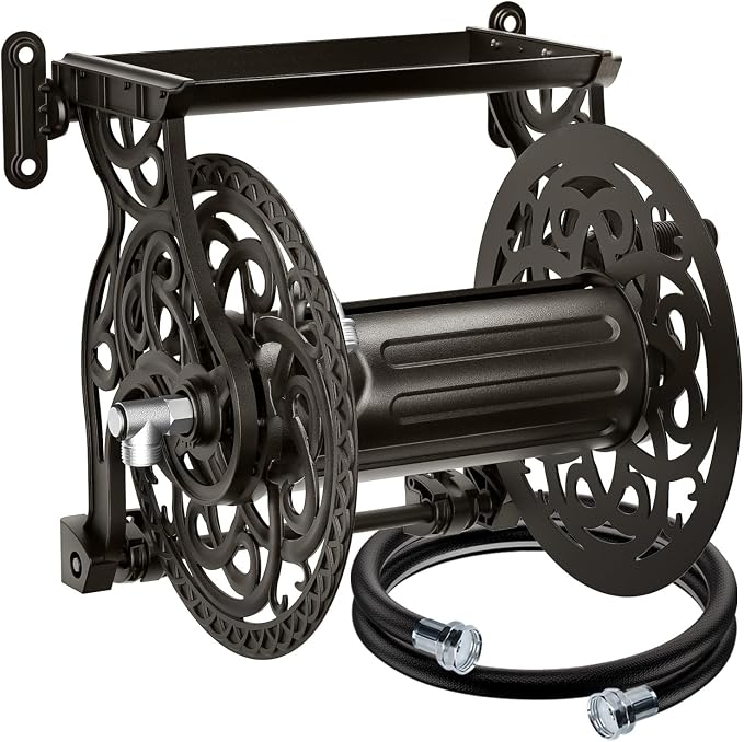 Metal Decorative Garden Hose Reel, Heavy Duty Hose Holder - Image 2