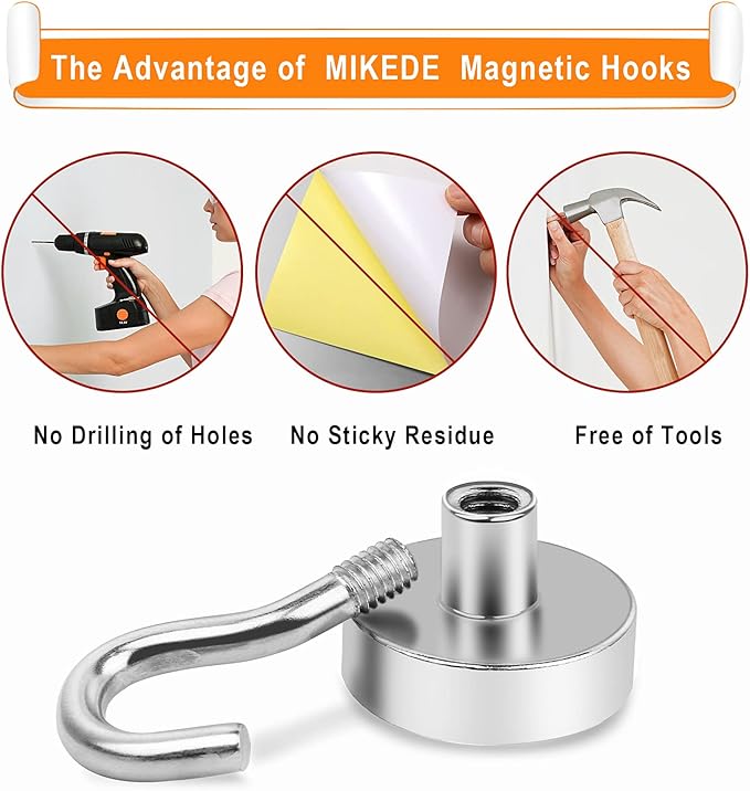 MIKEDE Magnetic Hooks Heavy Duty, 30Lbs Neodymium Magnets - Image 6