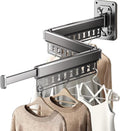 Clothes Drying Rack Wall-Mounted, 3-Fold Retractable Clothes Hanger