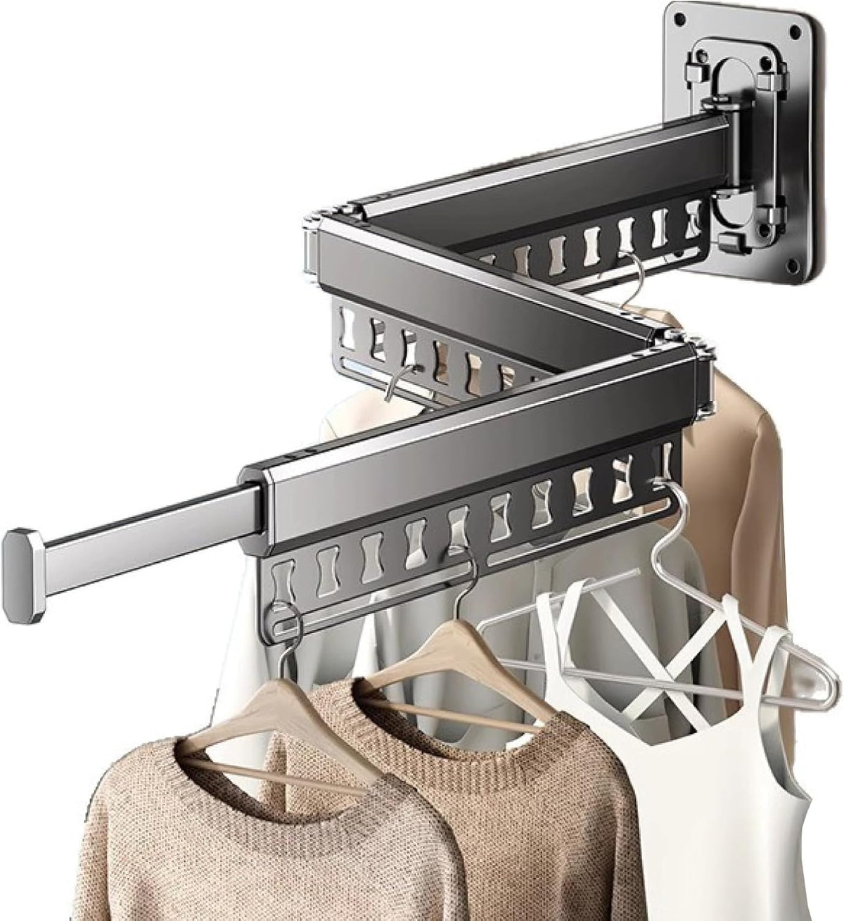 Clothes Drying Rack Wall-Mounted, 3-Fold Retractable Clothes Hanger