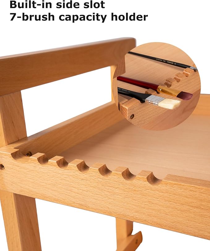 DJAR Rolling Art Supplies Cart, Solid Beech Wood Art Supply Organizert - Image 4
