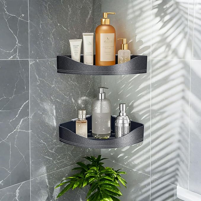Luxury Corner Shower Shelves, 2-Tier Corner Caddy Organizer by FIESONO