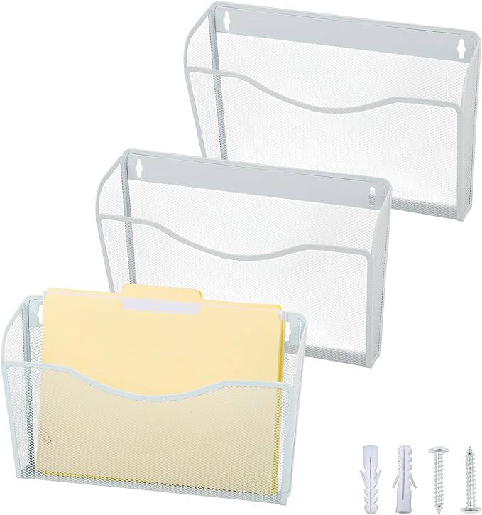 EASEPRES 3 Single Pocket Mesh Hanging File Organizer, Vertical Wall Mounted by EASEPRES