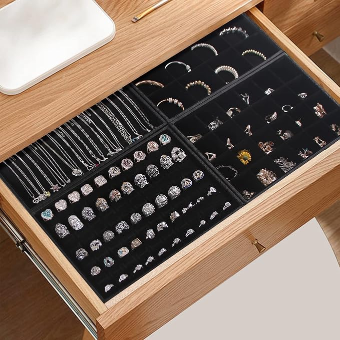 Julysky 4 Pcs/set Stackable Jewelry Organizer Trays - Image 6