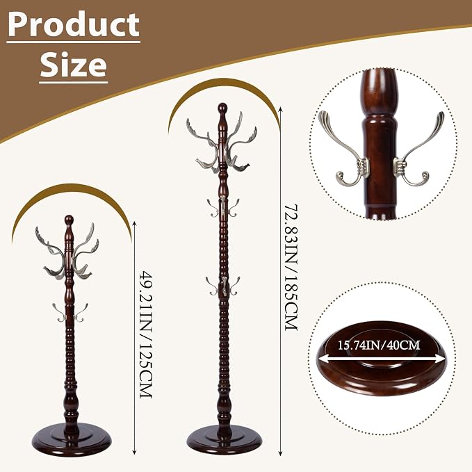 Solid Wooden Coat Rack Stand, Coat Racks Freestanding - Image 2