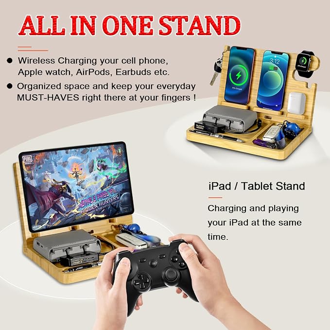 Nightstand Charging Station, 27W Fast Charging Wireless Charger Stand - Image 7