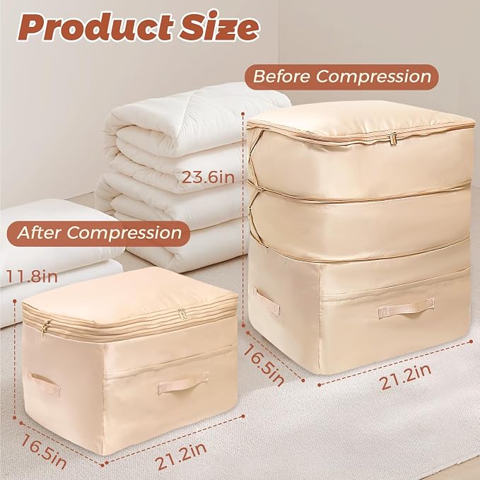 Ultra Space Saving Self Compression Organizers, 2 Pack Double Zipper - Image 5