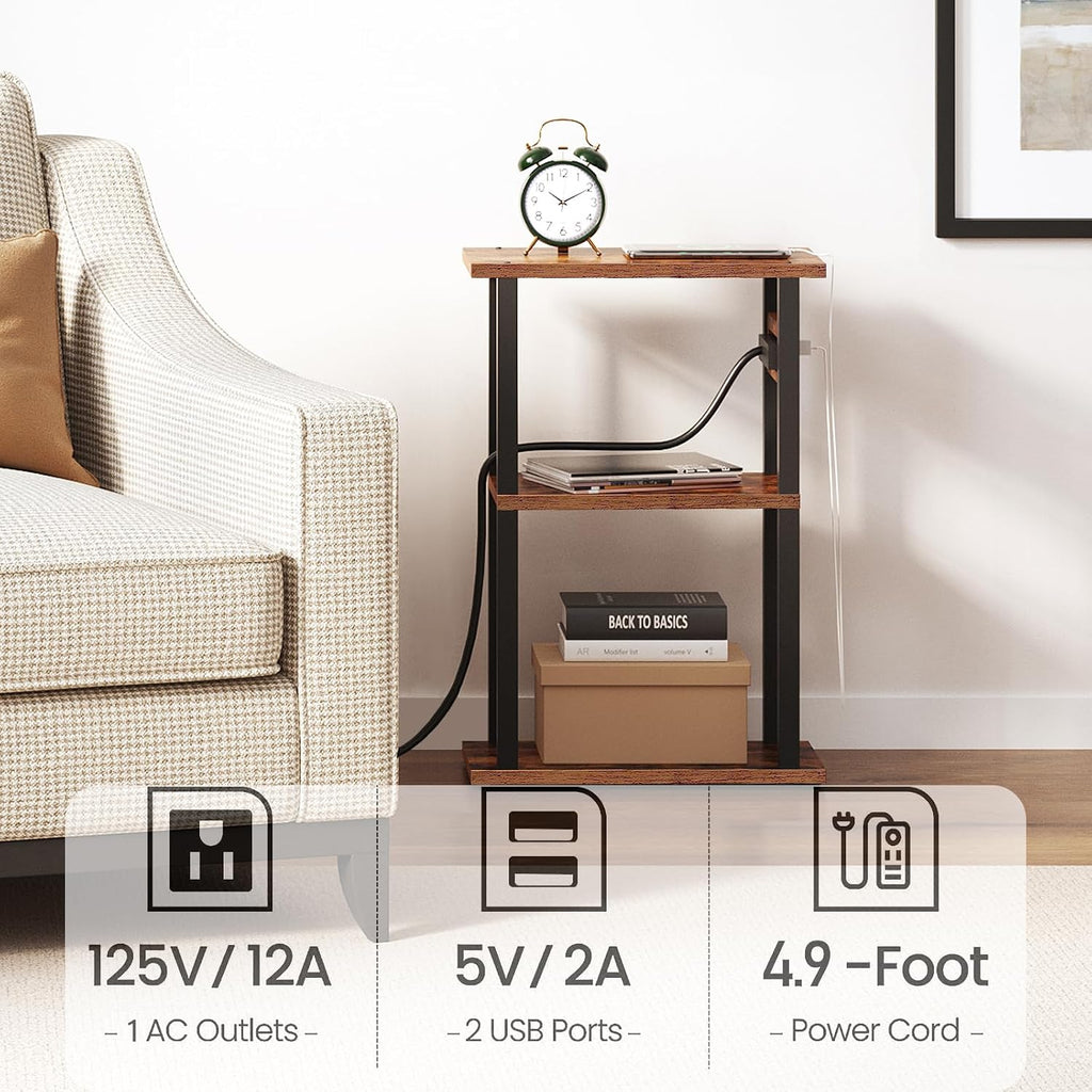 TUTOTAK Small Narrow Side Table, Set of 2 Skinny End Table