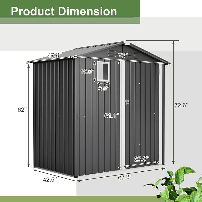 6x4 FT Outdoor Storage Shed - Image 2