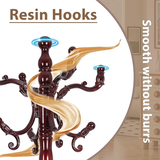 Solid Wooden Coat Rack Stand, Coat Racks Freestanding - Image 2