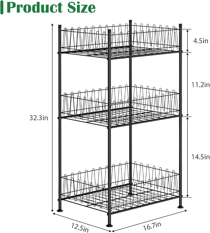 Water Bottle Organizer 3 Tier Water Bottle Holder Storage Rack Metal Drink - Image 3