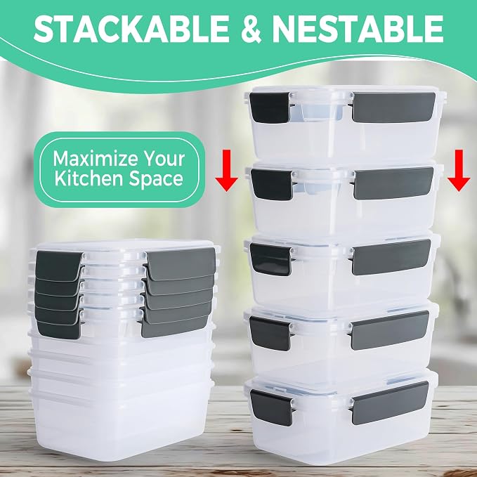 YORY 7 cup Plastic Food Storage Containers - Image 2