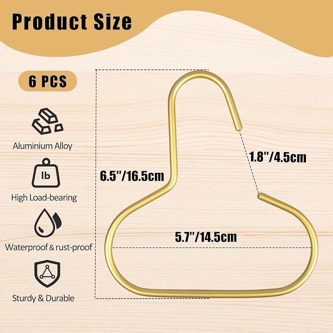 6 Pcs Hat Hanger Gold Hooks Organizer, Metal Shawl Belt Scarf Caps Tie Purse - Image 2