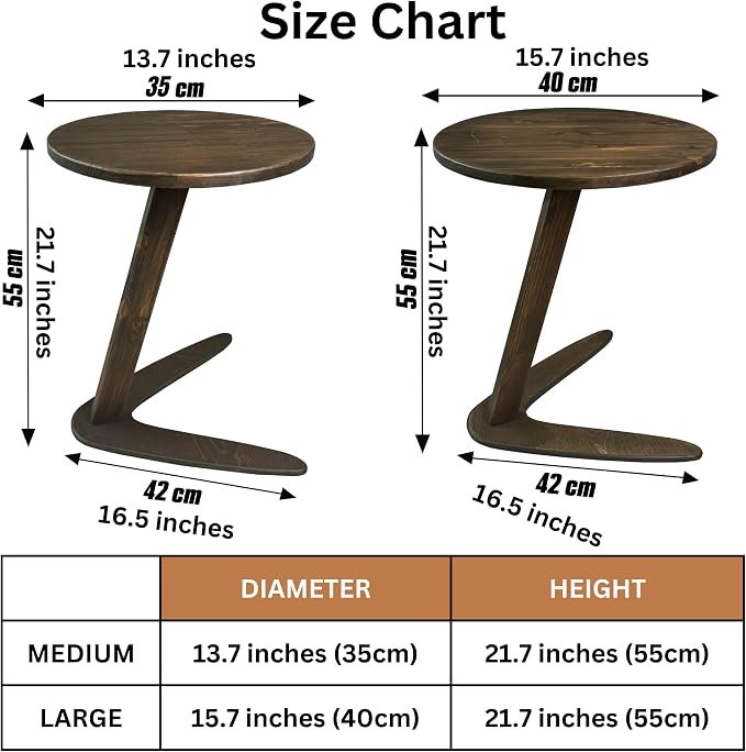 C-Shaped Handmade Solid Wood End Table, Side Table - Image 6