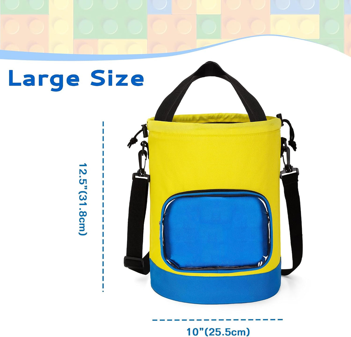 Rexmica Drawstring Toy Storage Organizer Bag for Building Bricks