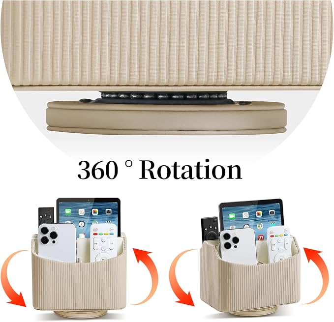 PU Leather Remote Control Holder, 360 Degree Rotating Desk Organizer Storage - Image 3