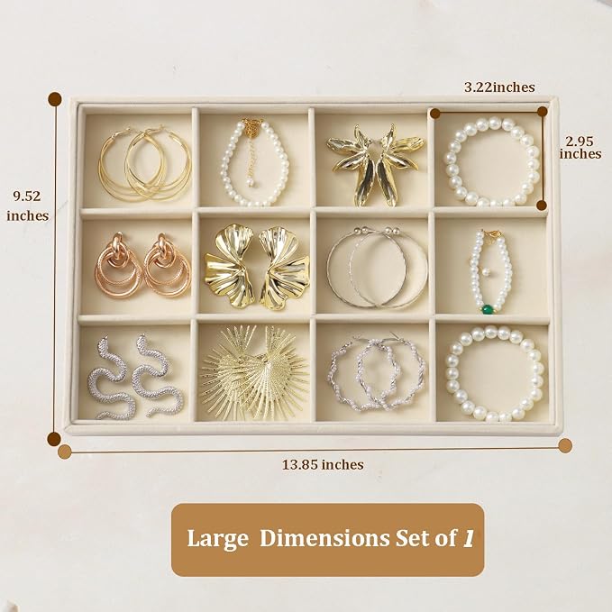 Large Jewelry Organizer for Drawer Insert Velvet Stackable Jewelry Trays for - Image 3