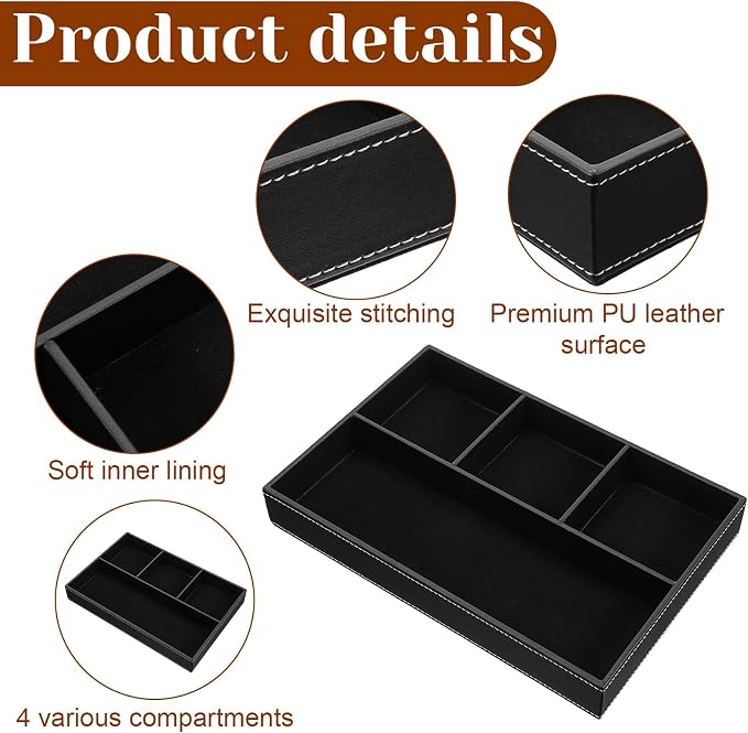 2 Pieces Faux Leather Valet Tray - Image 3