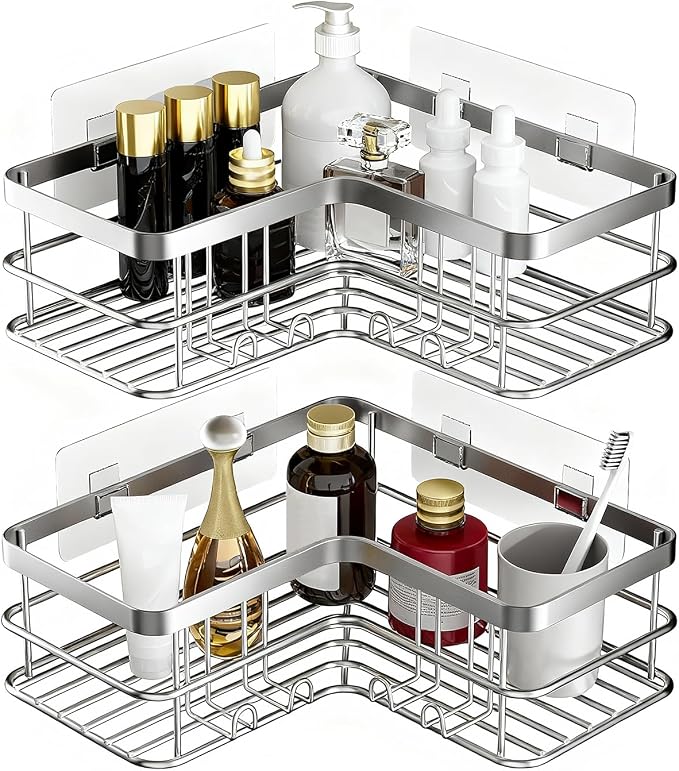 Yazoni Shower Caddy 2-Pack, No Drilling Shower Organizer Corner Shelf by Yazoni
