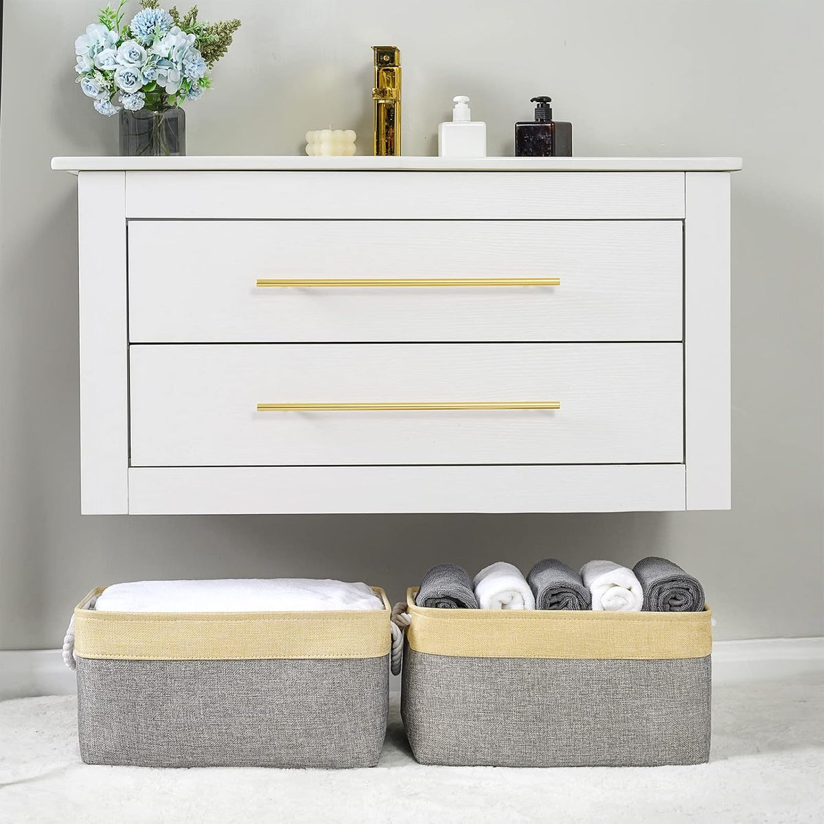 Storage Basket for Organizing - 3 Pack 14x10x7 inch Large Collapsible