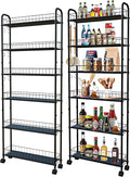6in 6 Tier Slim Rolling Storage Cart,Mobile Shelving Unit with Wheels