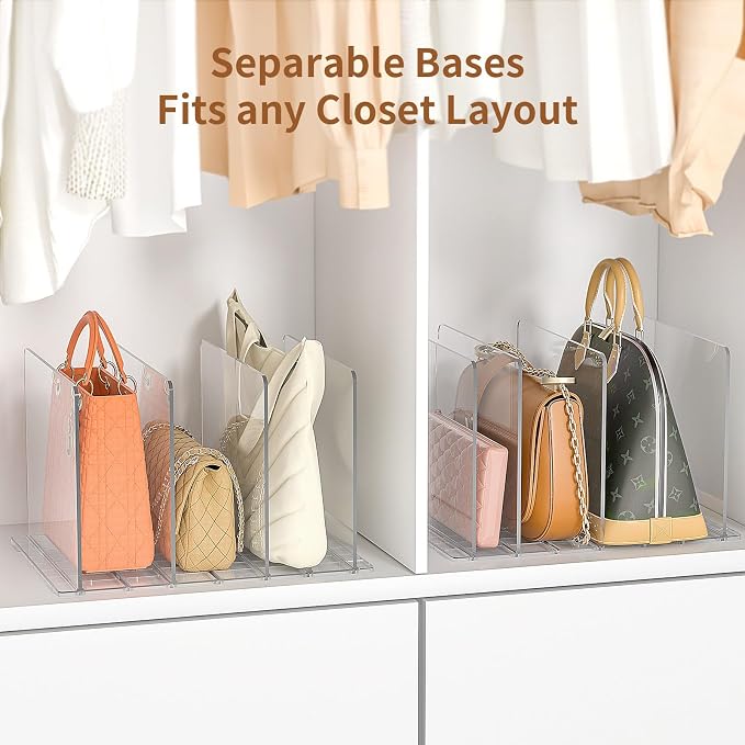 GoMaihe Bag & Purse Organizer for Closet: 4 Sets Adjustable Clear Handbag - Image 6