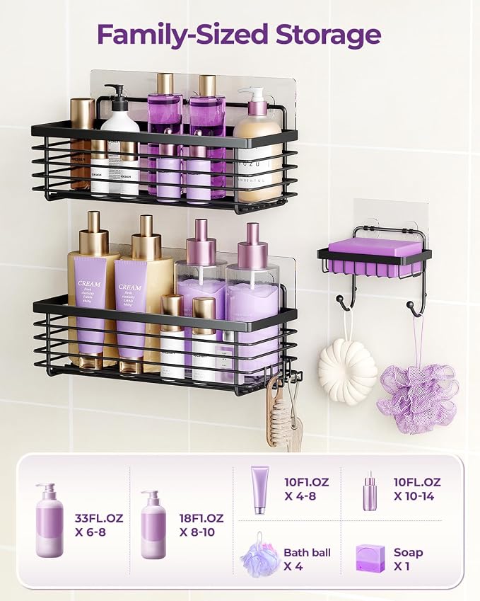 ODesign Shower Caddy 3 Pack SUS304 Stainless Steel-No Drilling-Shower Bathroom - Image 5