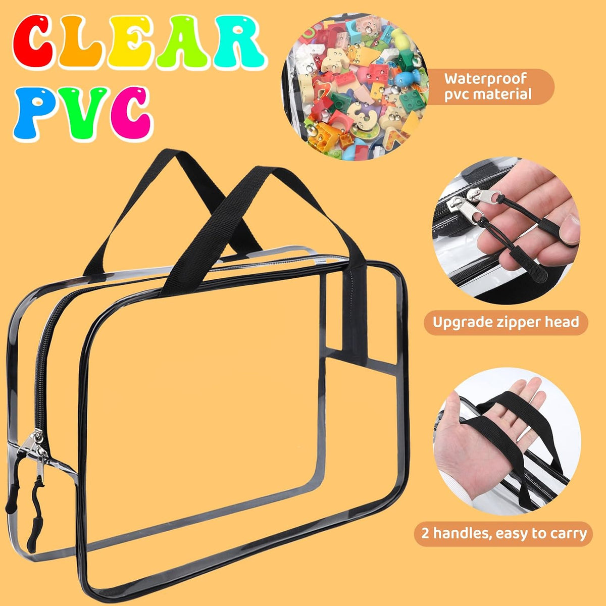 8 Packs XL Toy Storage Bags, Reusable Clear PVC Board Game Storage