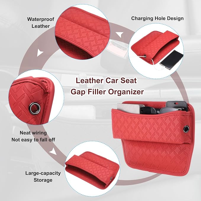 HARFINGTON 2pcs Car Seat Gap Filler Organizer 11.5 x 8 x 2.1 Inch Leather - Image 3