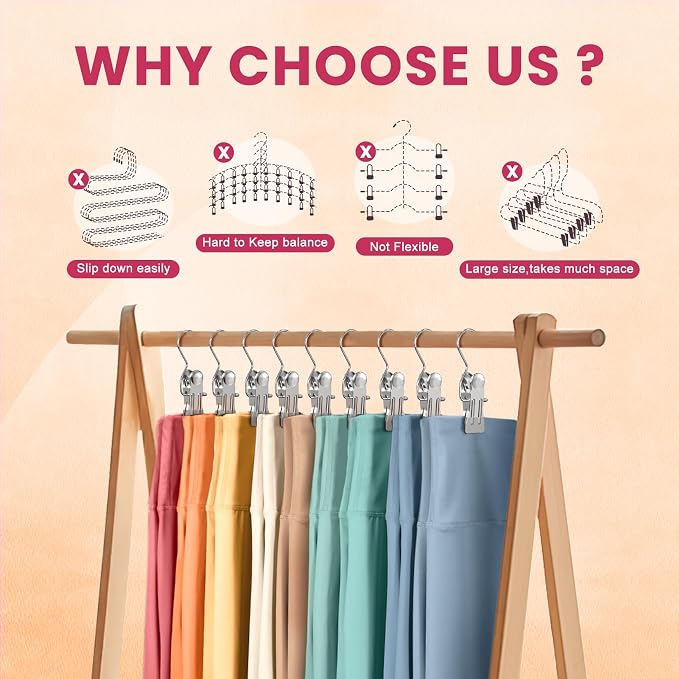 50 Pack Pants Hangers with Clip, Legging Organizer - Image 4
