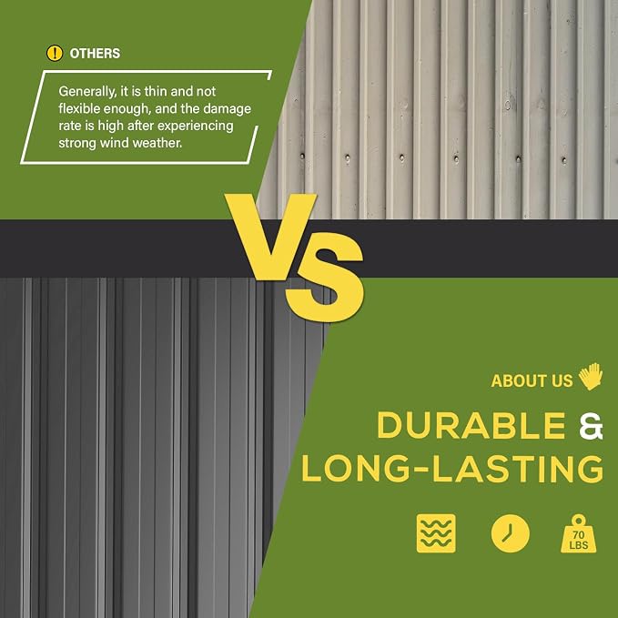 AECOJOY 6' x 4' Outdoor Storage Shed, Dark Grey 4x6 Metal Sheds & Outdoor - Image 5
