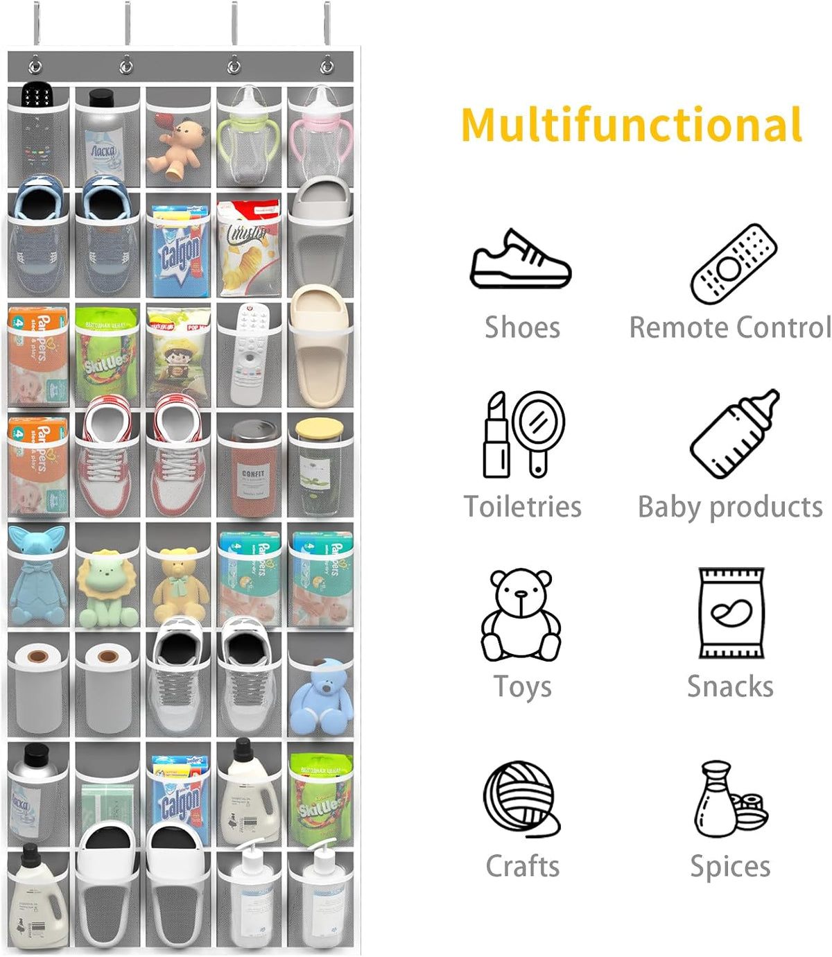 40 Large Pockets Over the Door Shoe Organizer,Space-Saving Mesh