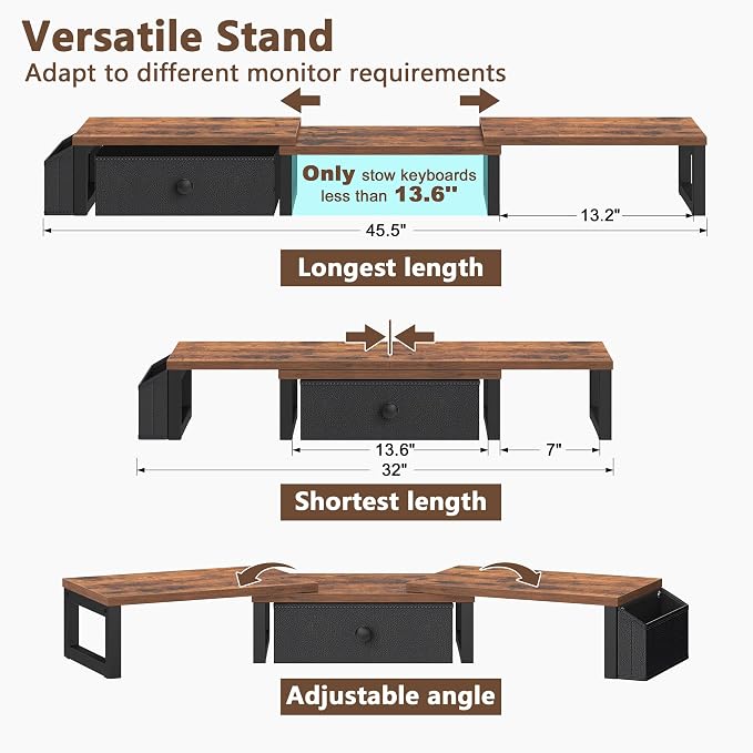 LAND·VOI Heavy Duty Dual Monitor Stand, Holds 2 Screens Up to 27 Inches - Image 4