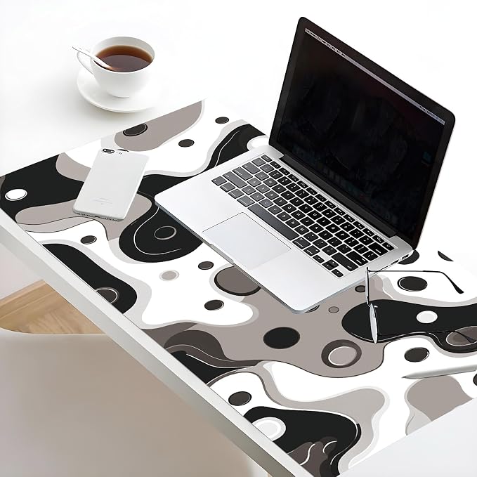 LB Black and White Gaming Mouse Pad Modern Geometric Brown Abstract Large Mouse - Image 4