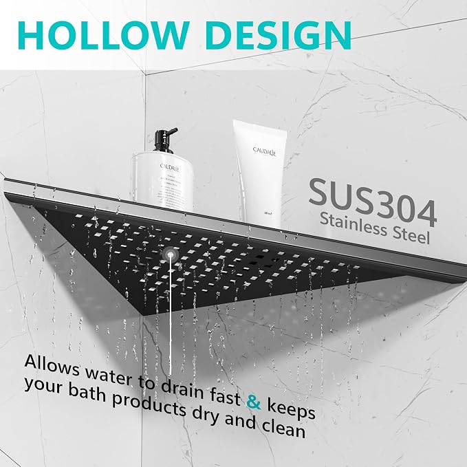 Bathroom Corner Shelf, Recessed 10" Shower Shelf Caddy, SUS304 Stainless Steel - Image 4
