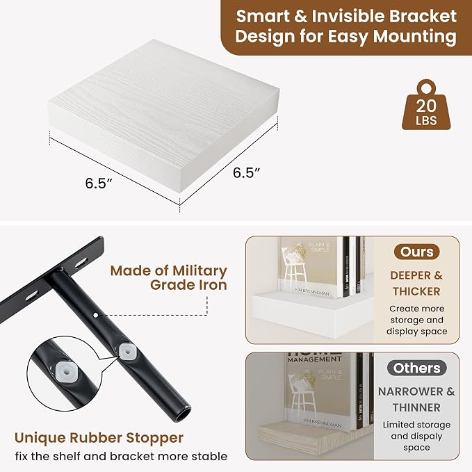 fuqing Floating Shelves for Wall, Wall Mounted Wood Floating Shelf - Image 2