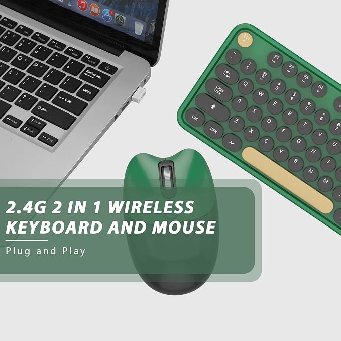 Wireless Keyboard, KOOTOP Cute Colorful 104 Keys Typewriter Retro Round Keycaps - Image 5