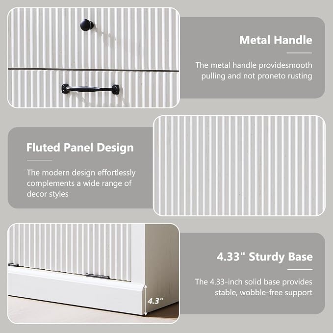 Modern Tilt-Out Laundry Hamper Cabinet, 10 Gallon Fluted Trash Can Cabinet - Image 5