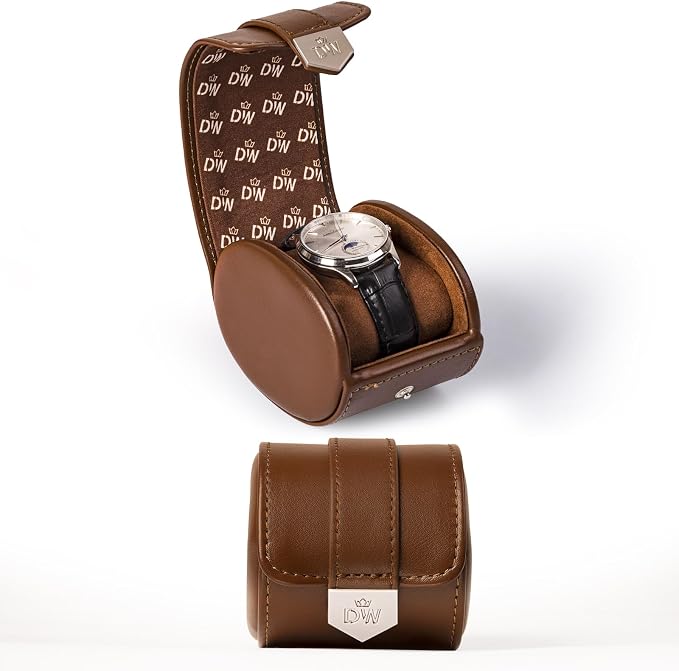 DUKWIN Watch Roll, Vegan Leather Travel Single Watch Case Organizer by DUKWIN