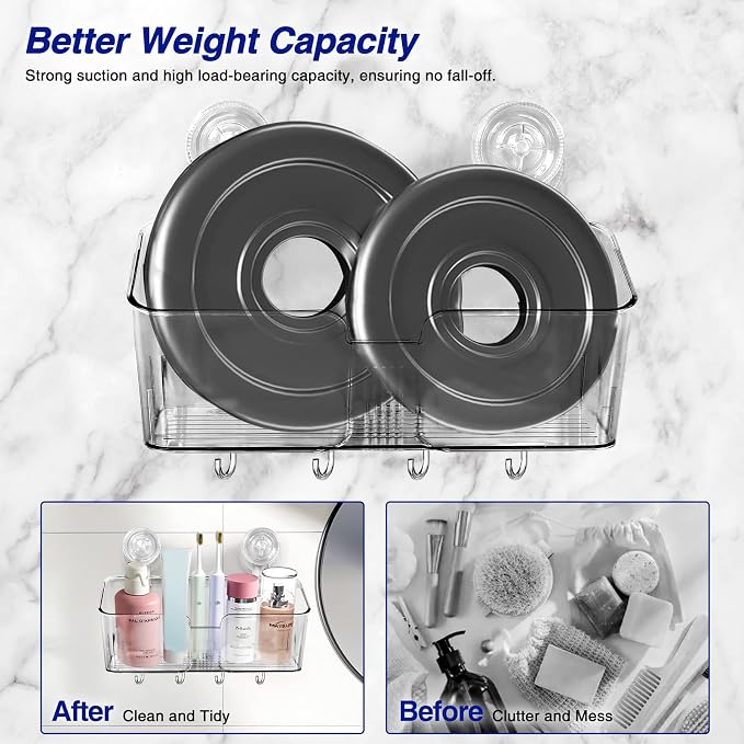 Clear Shower Caddy Suction Cup Shelf Organizer - Image 3