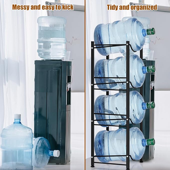 smusei 5 Gallon Water Bottle Holder 4 Tier Water Cooler Jug Stand Storage - Image 6