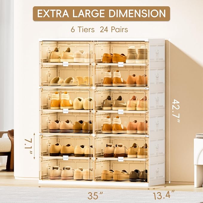 JEKO&JEKO 6 Tiers Foldable Shoe Rack Organizer Cabinet - Image 3