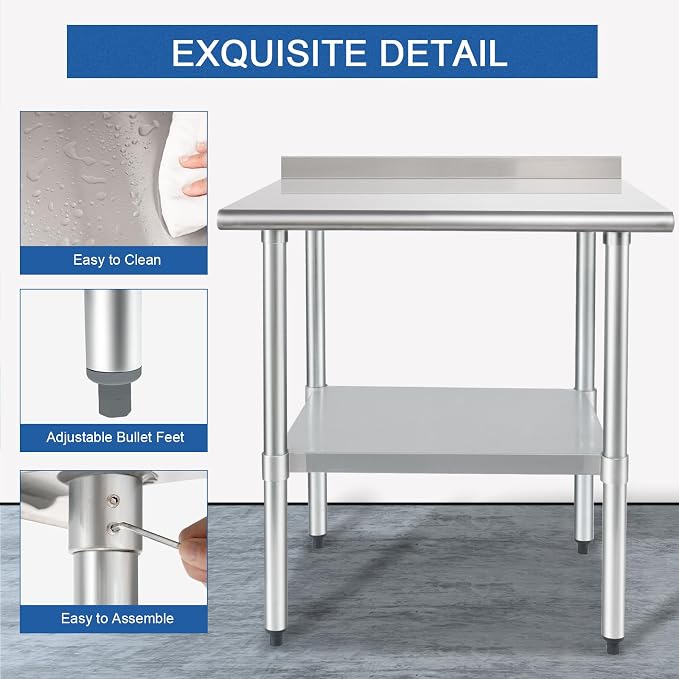 HARDURA Stainless Steel Table Prep & Work Table 24 x 36 Inches NSF Heavy Duty - Image 5