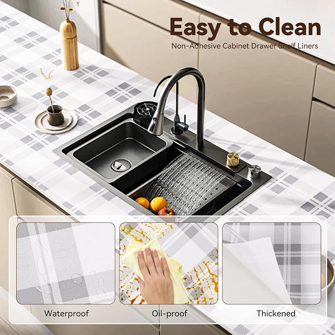 Drawer Shelf Liner for Kitchen Cabinets 12 in x 20 FT, Non Adhesive Slip - Image 4