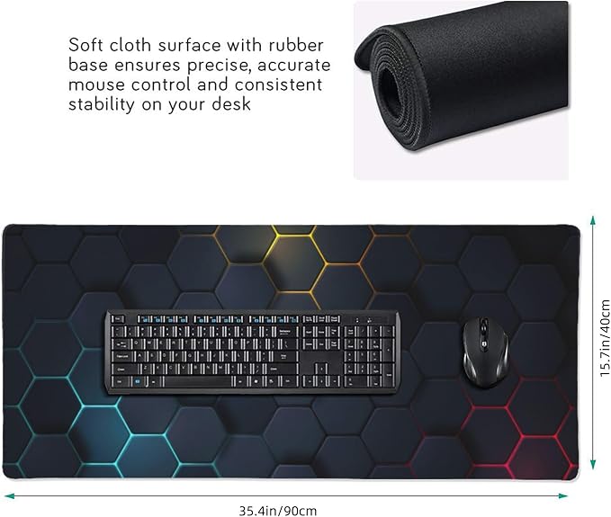 Cool Honeycomb Large Mouse Pad, Gaming Desk Mat, XXL Keyboard Desk Pad Mat - Image 3