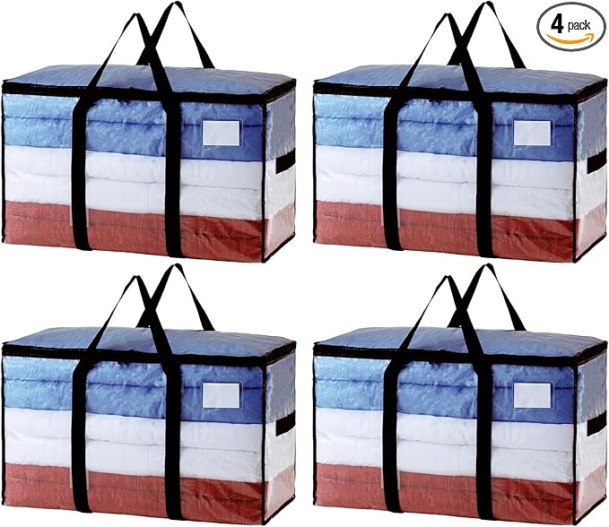 TAILI Extra Large Moving Bags, 4 Pack Clear Heavy Duty Totes by TAILI