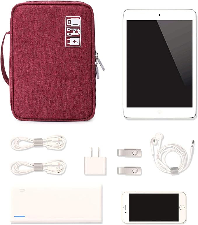 Lanola Travel Cable Organizer Bag, Electronic Accessories Case Portable Double - Image 7