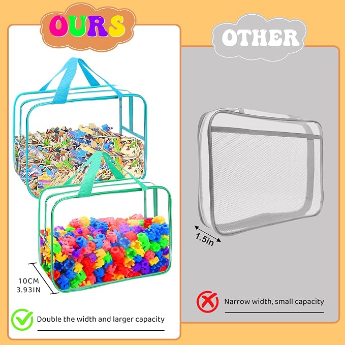 8 Packs 8 Colors Large Toy Storage Bags, Reusable Clear PVC Board Game Storage - Image 4